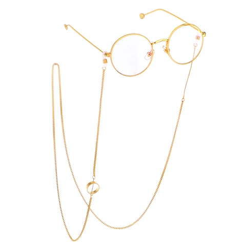 Geometric Round Pendant Glasses Chain Anti-Slip Alloy Metal Box Link Eyewear Strap For Sunglasses Decorative Accessory