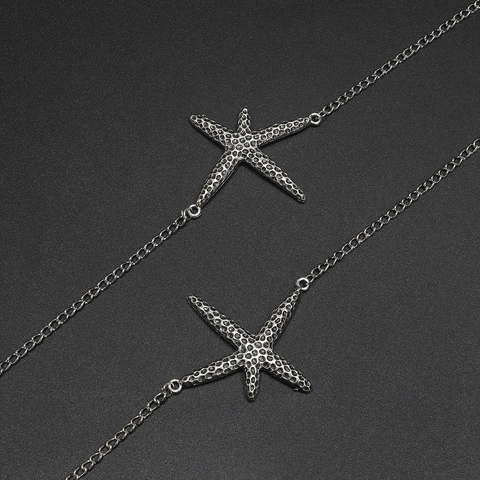 Brillenketting Met Zeester Hanger Vintage Zilver Metaal Antislip Brillenkoord Lanyard Houder Voor Dames