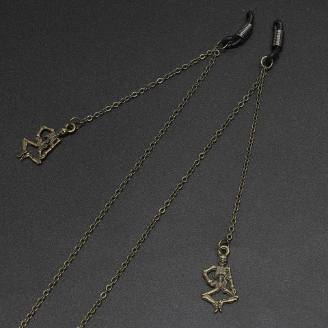 Vintage Punk Glasses Chain Bronze Metal Alloy Skull Pendant Gothic Non Slip Eyewear Holder Lanyard Neck Strap