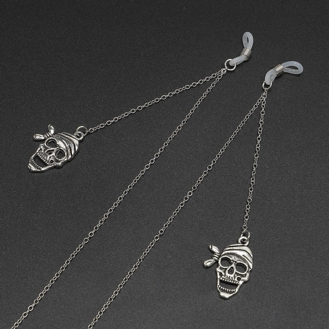 Punk Skull Glasses Chain Silver Alloy Eyeglass Lanyard Non Slip Sunglasses Strap Holder For Women Men Vintage Goth