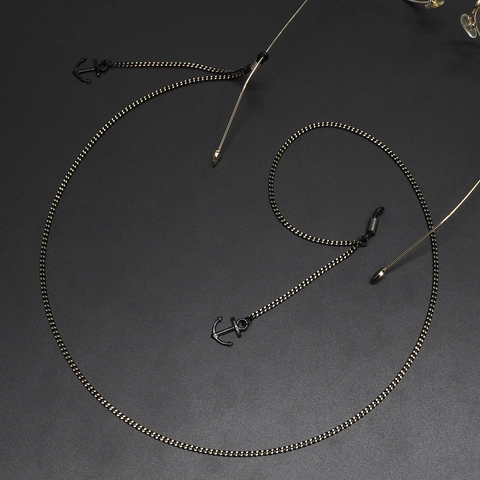 Black Alloy Glasses Chain With Anchor Pendants Non-slip Eyewear Holder Strap For Sunglasses And Reading Glasses Nautical