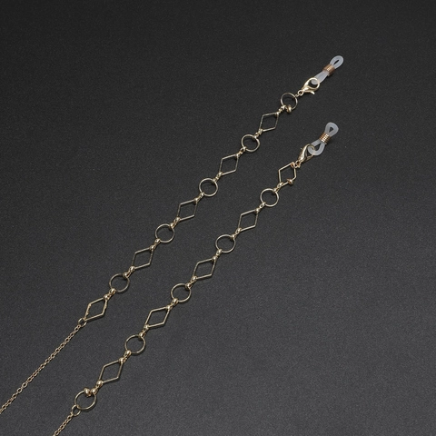 Rutschfeste Brillenkette Gold Legierung Metall Geometrische Raute Rund Glied Brillenband Halter Gurt Für Damen