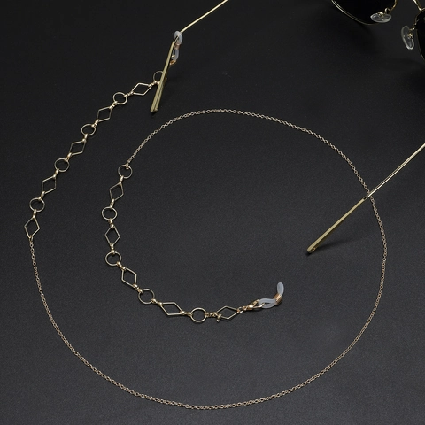 Rutschfeste Brillenkette Gold Legierung Metall Geometrische Raute Rund Glied Brillenband Halter Gurt Für Damen