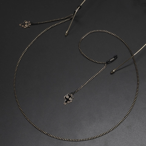 Brillenband Aus Metall Mit Schwarzen Katzenanhängern Rutschfeste Brillenkette Halterung Für Damen Mode Accessoire