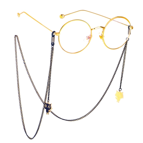 Brillenband Aus Metall Mit Schwarzen Katzenanhängern Rutschfeste Brillenkette Halterung Für Damen Mode Accessoire