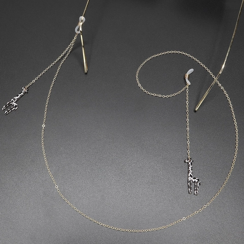 Giraffe Pendant Glasses Chain Anti Slip Gold Metal Eyewear Lanyard Holder Strap Fashion Neck Cord For Women Men