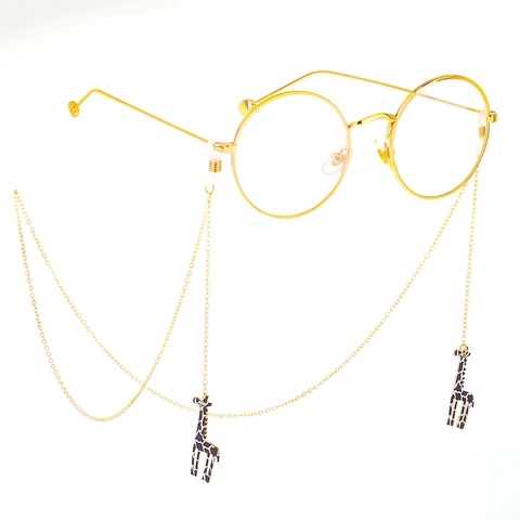 Giraffe Pendant Glasses Chain Anti Slip Gold Metal Eyewear Lanyard Holder Strap Fashion Neck Cord For Women Men