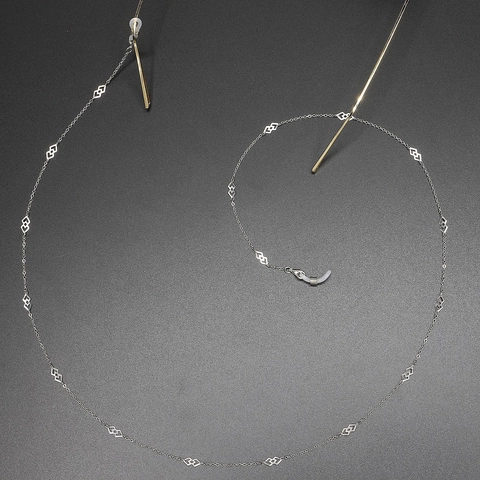 Catena Per Occhiali In Acciaio Inossidabile Con Asole In Silicone Rombo Geometrico Cordino Antiscivolo Supporto