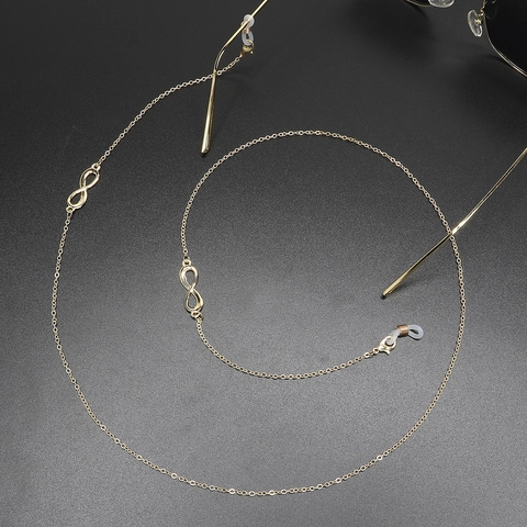 Cadena De Gafas Símbolo Infinito Oro Metal Antideslizante Soporte Gafas De Sol Cordón Accesorio