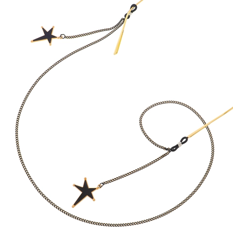 Catena Per Occhiali Metallo Nero Pendenti Stella Cinturino Antiscivolo Cordino Moda Minimalista Cordoncino Da Collo Unisex