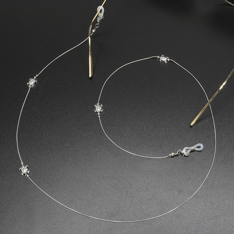 Antislip Brillenketting Zilverkleurige Koperen Schakel Met Schildpad Hangers Siliconen Lussen Brillenhouder Voor Dames