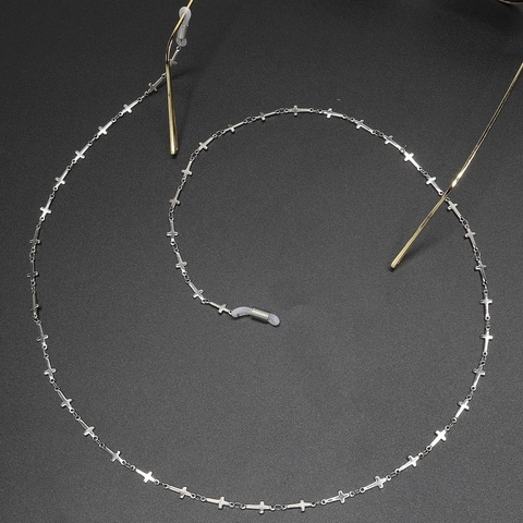 Stainless Steel Glasses Chain Cross Pendant Non-slip Eyewear Holder Strap Gothic Decorative Sunglasses Cord