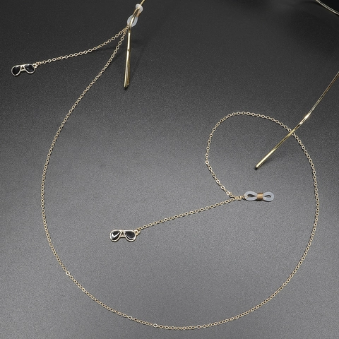 Modische Metall Brillenkette Mit Mini Sonnenbrillen Anhänger Rutschfeste Brillenkordel Goldfarben Retro Accessoire Damen