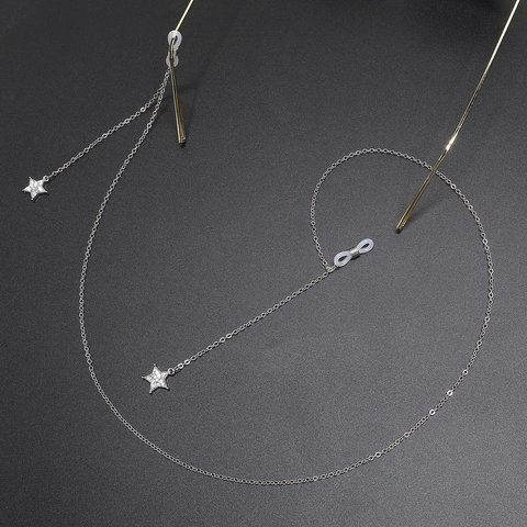 Brillenkoord Metaal Ster Strass Hanger Antislip Brillenband Decoratieve Houder Mode Vrouwen