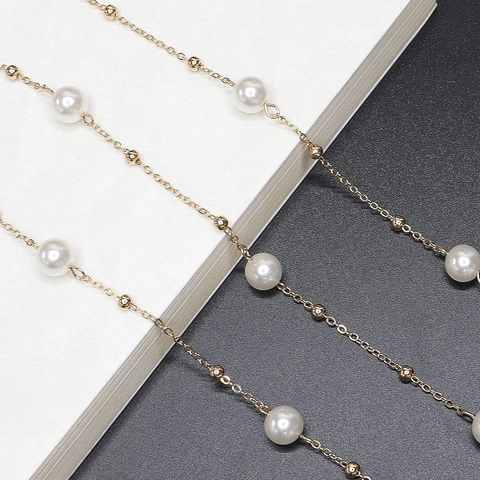 Catena Per Occhiali Elegante Con Künstliche Perle Sintetiche Metallo Cinturino Antiscivolo Per Occhiali Da Sole Collana Donna