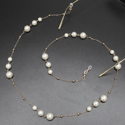 Elegant Faux Artificial Pearl Glasses Chain Non Slip Metal Eyewear Lanyard Decorative Strap For Women Anti Lost Holder