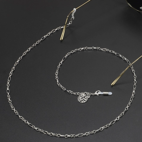 Tree Of Life Pendant Glasses Chain Metal Figaro Link Eyeglass Lanyard Non-Slip Silicone Loops Holder For Women Men