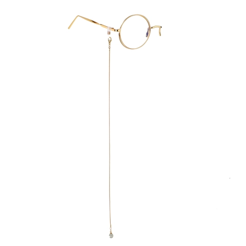Monocolo Vintage Occhiali Cornice Rotonda Con Catena In Acciaio Inossidabile Rame Pietra Occhio Di Gatto Naturale