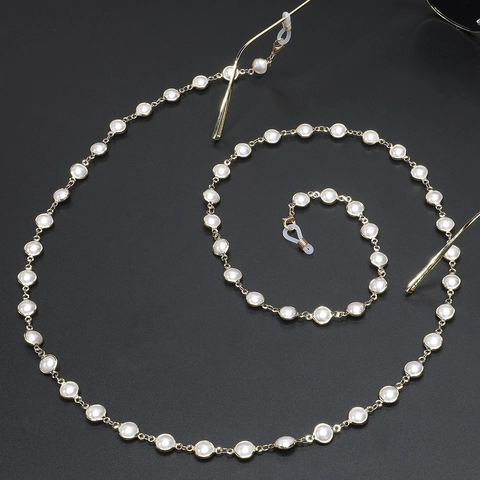 Catenina Per Occhiali Elegante Künstliche Perle Sintetiche Metallo Dorato Cordino Antiscivolo Per Occhiali Da Sole