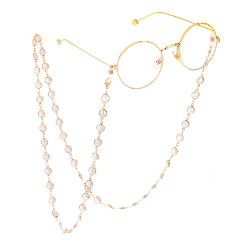 Catenina Per Occhiali Elegante Künstliche Perle Sintetiche Metallo Dorato Cordino Antiscivolo Per Occhiali Da Sole