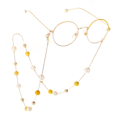 Artificial Pearl Glasses Chain Anti-Slip Eyewear Strap Alloy Metal Necklace Vintage Elegant Eyeglass Holder Fashion Accessory Women