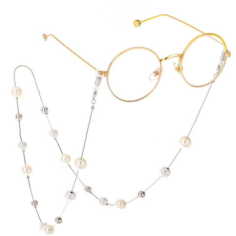 Artificial Pearl Glasses Chain Anti-Slip Eyewear Strap Alloy Metal Necklace Vintage Elegant Eyeglass Holder Fashion Accessory Women