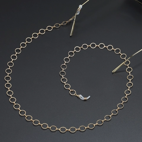 Cadena De Metal Para Gafas Con Aros Redondos Antideslizante Cordón Dorado Para Gafas De Lectura