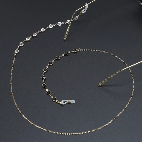 Metal Glasses Chain With Glass Beads And Silicone Anti Slip Ends Fashionable Decorative Eyewear Strap Cord