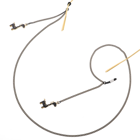 Fashion Glasses Chain Metal Eyewear Strap With Enamel Giraffe Charms Anti-Slip Silicone Loops Decorative Holder For Women