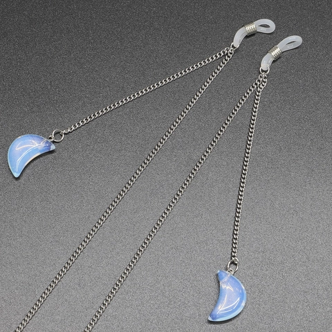 Brillenlkette Edelstahl Opal Mond Anhänger Antirutsch Brillenband Retro Mode Accessoires Für Damen