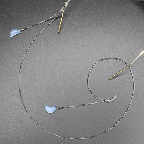 Brillenlkette Edelstahl Opal Mond Anhänger Antirutsch Brillenband Retro Mode Accessoires Für Damen