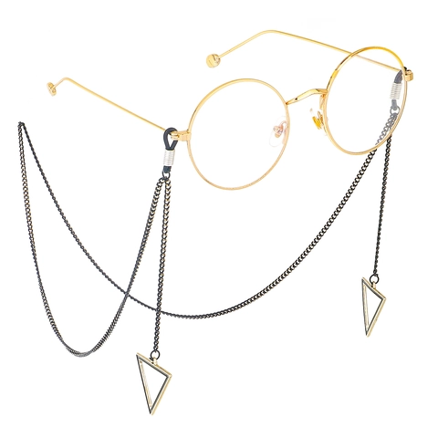 Glasses Chain Minimalist Metal Geometric Triangle Pendant Eyewear Lanyard Strap Holder Anti Slip Decorative Retro Women