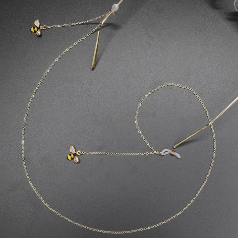 Bienen Anhänger Brillenkette Metall Strass Rutschfeste Brillenschnur Halter Elegantes Accessoire