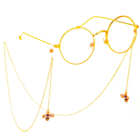 Bienen Anhänger Brillenkette Metall Strass Rutschfeste Brillenschnur Halter Elegantes Accessoire