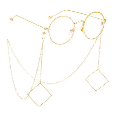 Retro Metal Glasses Chain With Geometric Hollow Square Pendant Anti Slip Eyeglass Lanyard Strap Decorative Holder For Women