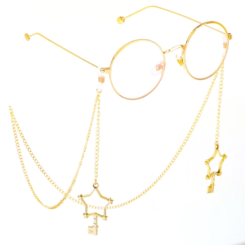 Metal Eyeglass Chain Non Slip Eyewear Strap With Star And Key Pendants Decorative Glasses Cord Holder For Women