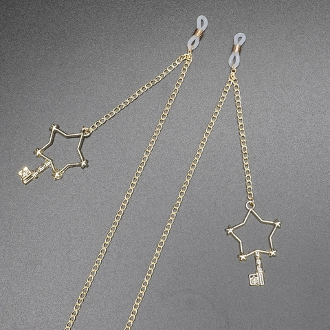 Metal Eyeglass Chain Non Slip Eyewear Strap With Star And Key Pendants Decorative Glasses Cord Holder For Women