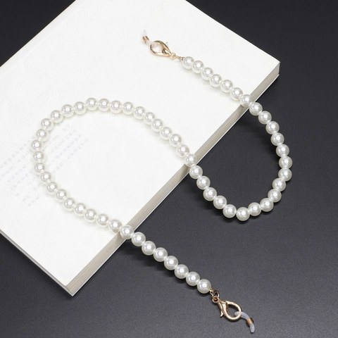 Elegante Catenella Per Occhiali Con Künstliche Perle Artificiali Con Chiusure In Metallo E Passanti In Silicone Antiscivolo Per Donna