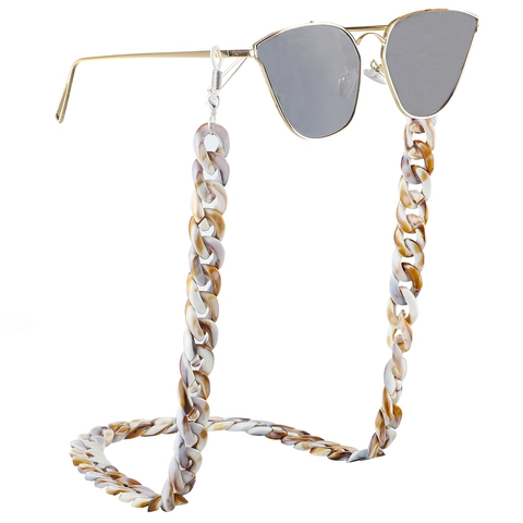 Catena Per Occhiali Retro Spessa In Resina Acrilica Antiscivolo Cordino Da Collo Marmo Tartarugato Accessorio Di Moda