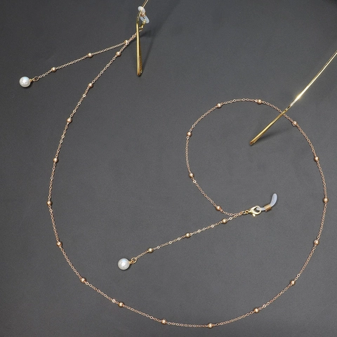 Catena Per Occhiali In Lega Metallica Con Künstliche Perle Imitazione Cinturino Antiscivolo Elegante Semplice Per Donne