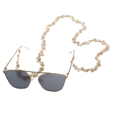 Bohemian Shell Glasses Chain Non Slip Eyewear Strap Gold Alloy Natural Conch Shell Sunglasses Holder Vacation Style