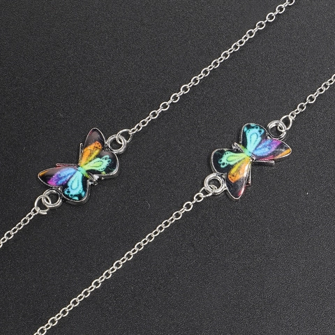 Colorful Butterfly Eyewear Chain Metal Anti Slip Glasses Lanyard Holder Fashionable Bohemian Decorative Strap For Women