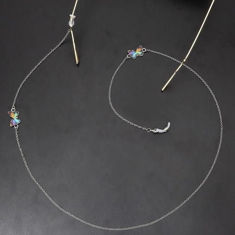 Colorful Butterfly Eyewear Chain Metal Anti Slip Glasses Lanyard Holder Fashionable Bohemian Decorative Strap For Women