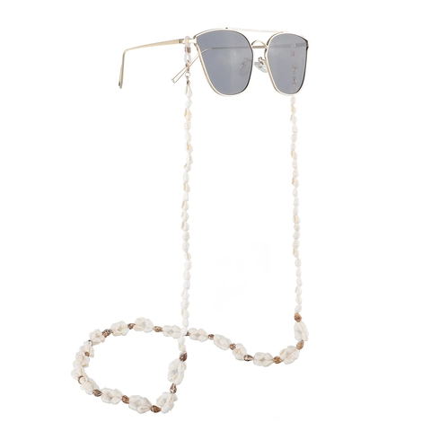 Natural Conch Shell Glasses Chain Beaded Anti-Slip Eyewear Lanyard Beach Vacation Decorative Strap For Women