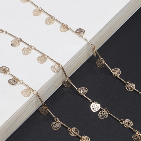 Hollow Heart Metal Glasses Chain Copper Gold Plated Eyewear Strap Anti-Slip Holder Vintage Fashion Reading Glasses Cord