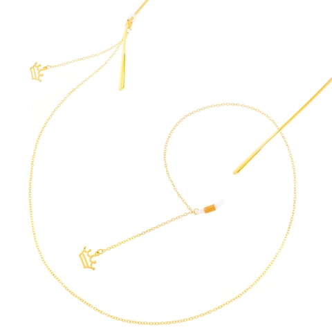 Fashion Anti-Slip Metal Eyeglass Chain For Women Gold Color Handmade Glasses Strap With Crown Pendant Jewelry Gift
