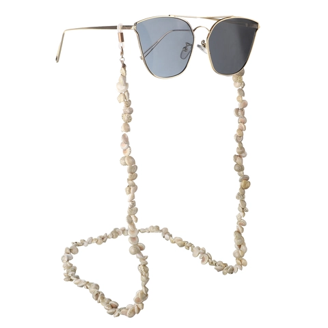 Bohemian Shell Glasses Chain Non Slip Eyewear Strap Gold Alloy Natural Conch Shell Sunglasses Holder Vacation Style