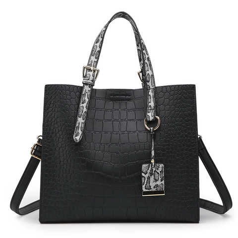 Borsa Tote Da Donna Motivo Coccodrillo Pelle PU Manico Stampa Serpente Grande Capacità Borsa A Tracolla Rimovibile