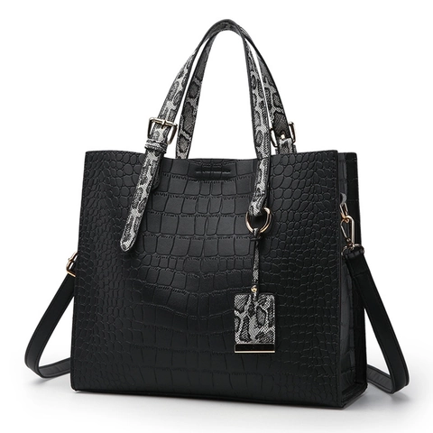 Borsa Tote Da Donna Motivo Coccodrillo Pelle PU Manico Stampa Serpente Grande Capacità Borsa A Tracolla Rimovibile