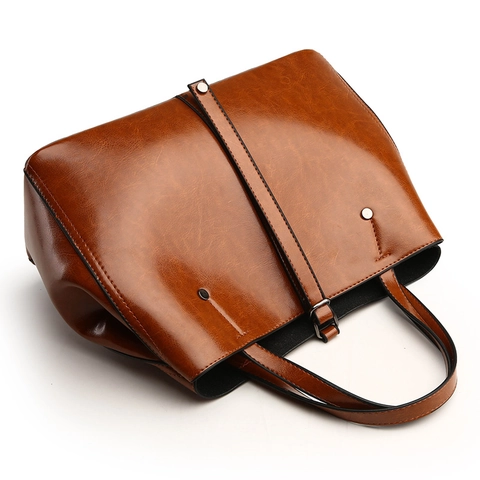 Grand Sac Fourre-Tout Pour Femme En Cuir PU Capacité Main Épaule Bandoulière Style Rétro Vintage Quotidien Bureau Navette